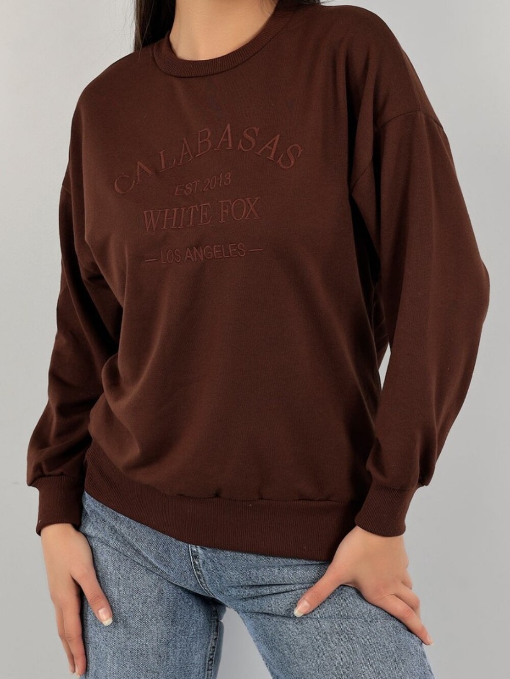White Fox Brown Calabasas Logo Sweatshirt Size M/L